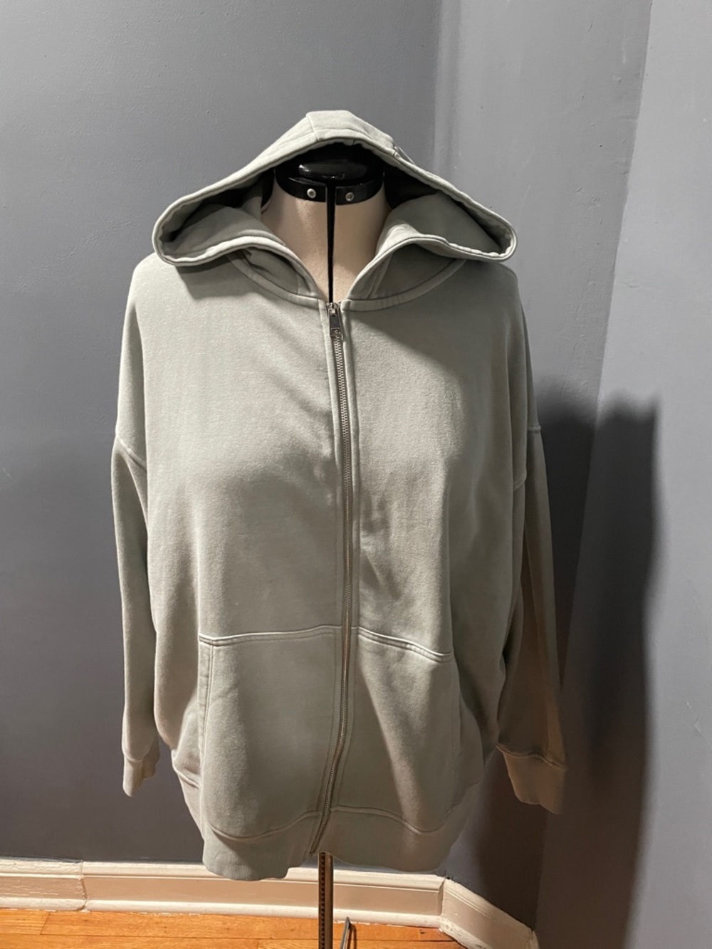 Primark Sage Green Women's Full-Zip Hooded Sweatshirt Size-XL NWT
